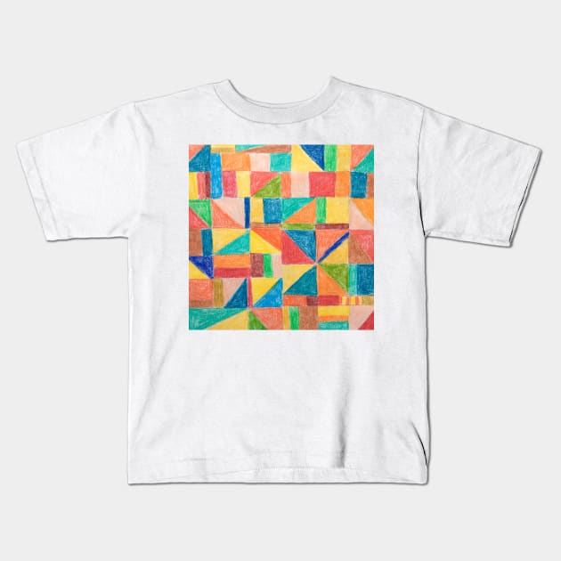 Patchwork squares Kids T-Shirt by MyCraftyNell